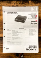 Sony D-11 CD Player / Discman  Service Manual *Original*