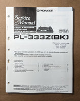 Pioneer PL-333Z Record Player / Turntable Service Manual *Original*