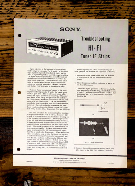 Sony "Troubeshooting HI-FI Tuner IF Strips"   Service Manual *Original*