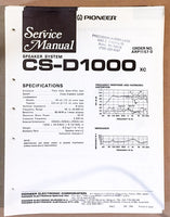 Pioneer CS-D1000 SPEAKER Service Manual *Original*