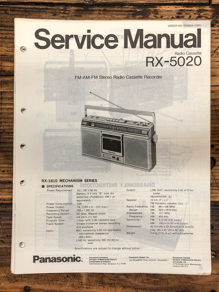 Panasonic RX-5020 Radio / Boombox  Service Manual *Original*