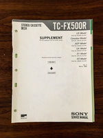 Sony TC-FX500R Cassette Service Manual Supplement *Original* #1