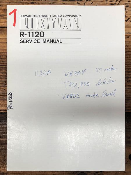 Luxman R-1120 Receiver  Service Manual *Original*