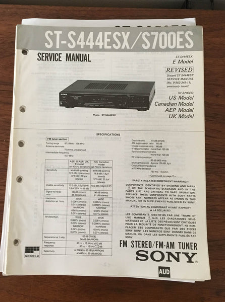 Sony ST-S444ESX ST-S700ES Tuner Service Manual *Original*