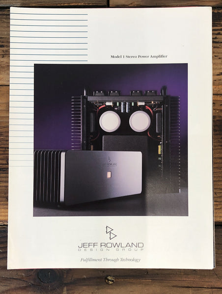 Jeff Rowland Model 1 Amplifier 1pg Dealer Brochure *Orig*