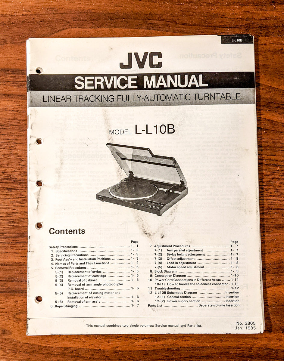 JVC L-L10B Record Player / Turntable Service Manual *Original* #1