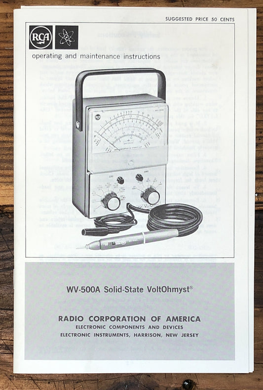 RCA WV-500A Voltmeter  Owners / User Manual *Original*