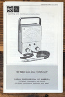 RCA WV-500A Voltmeter  Owners / User Manual *Original*