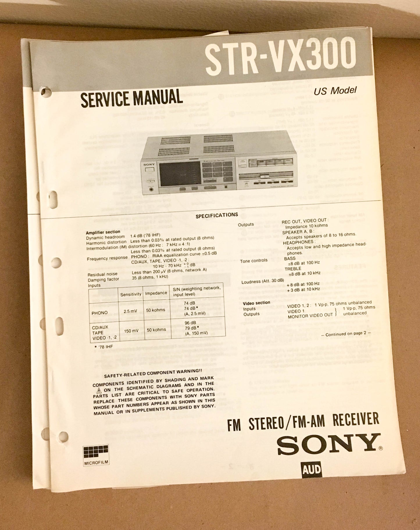 Sony STR-VX300 Receiver  Service Manual *Original*