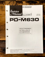 Pioneer PD-M630 CD Player Service Manual *Original*