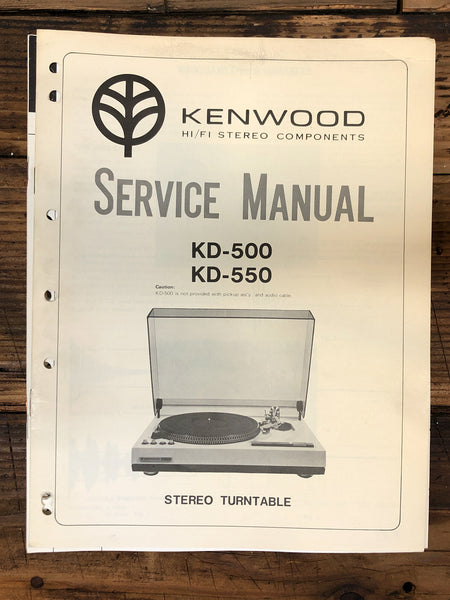 Kenwood KD-500 KD-550 Record Player / Turntable  Service Manual *Original*