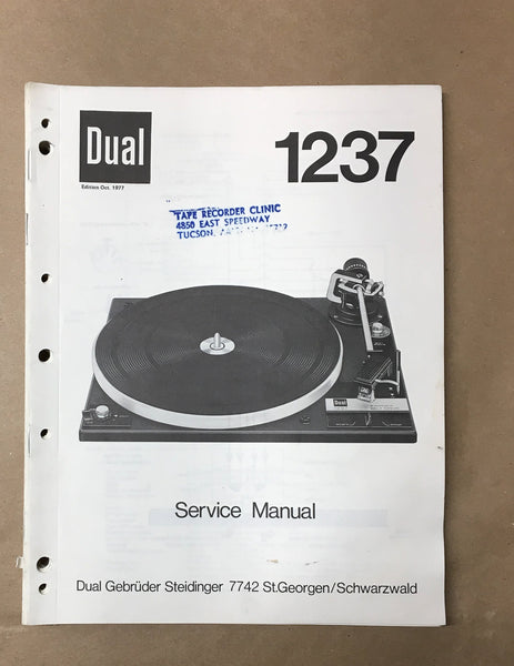 Dual Model 1237 Record Player / Turntable Service Manual *Original*