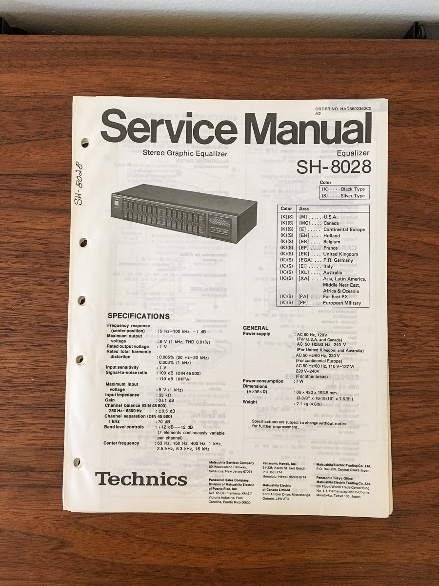 Panasonic SH-8028 Equalizer Service Manual *Original*