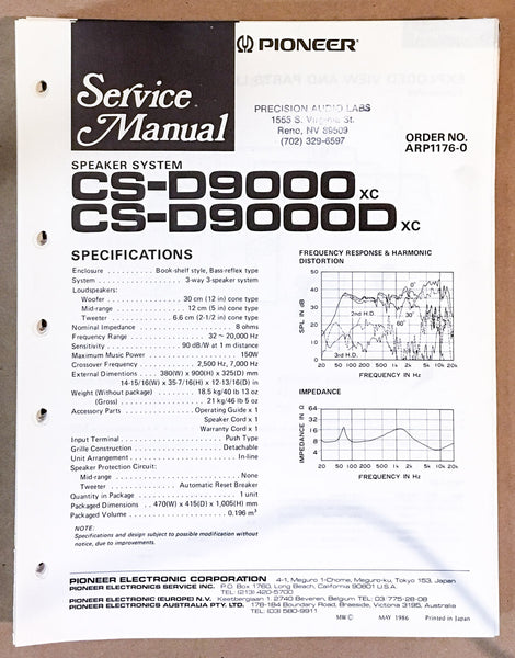 Pioneer CS-D9000 CS-D9000D SPEAKER Service Manual *Original*