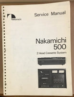 Nakamichi Model 500 Cassette Deck  Service Manual *Original*