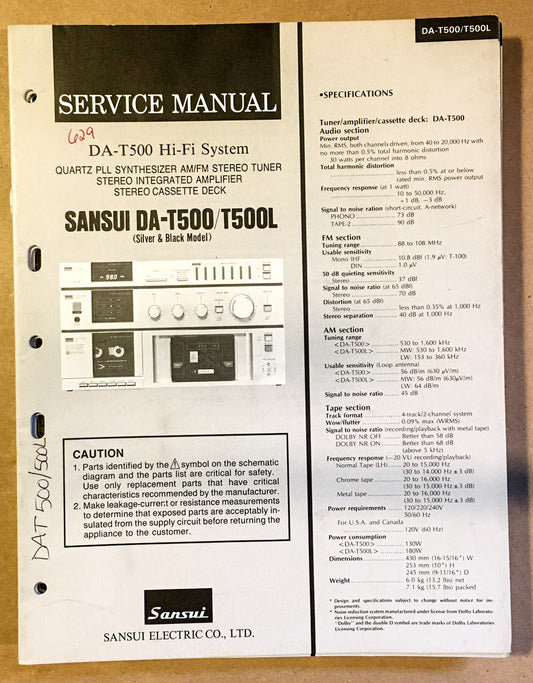 Sansui DA-T500 Stereo Tuner Amplifier Service Manual *Original*