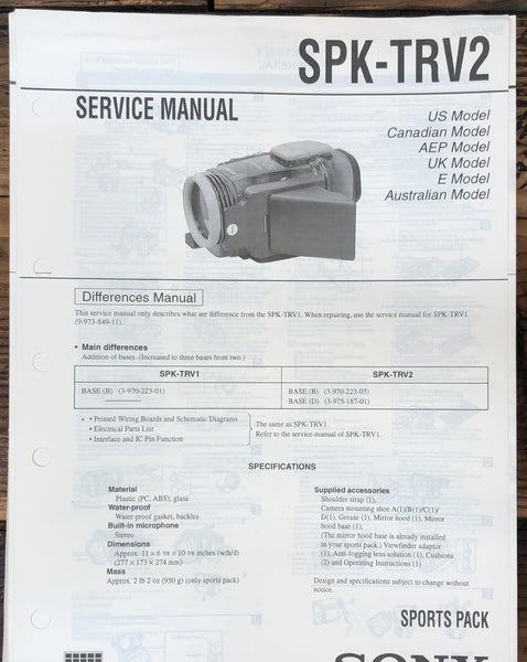 Sony SPK-TRV2 Sports Pack  Service Manual *Original*