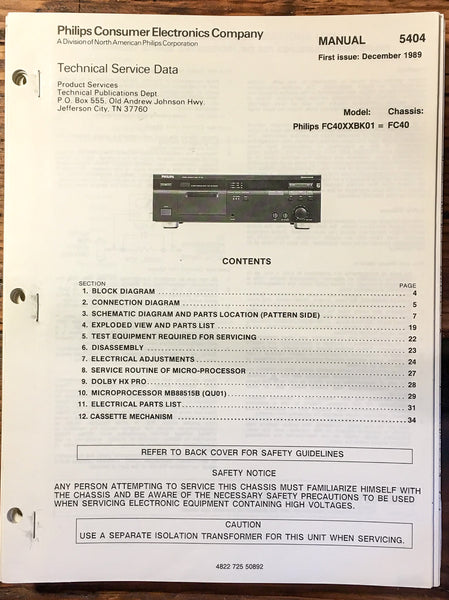 Philips FC-40 Cassette  Service Manual *Original*