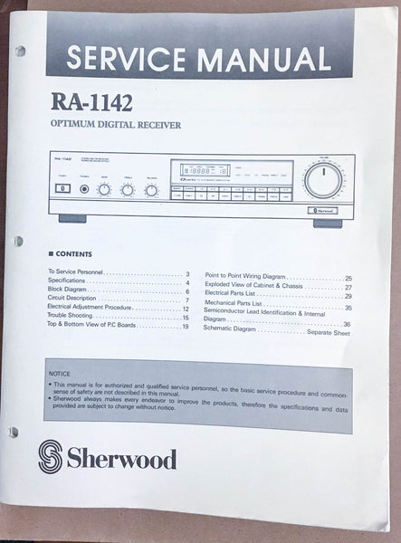 Sherwood RA-1142 Receiver  Service Manual *Original*