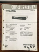 Sony CDP-21 CDP-27 CDP-31 CDP-37 CD Player Service Manual *Original*