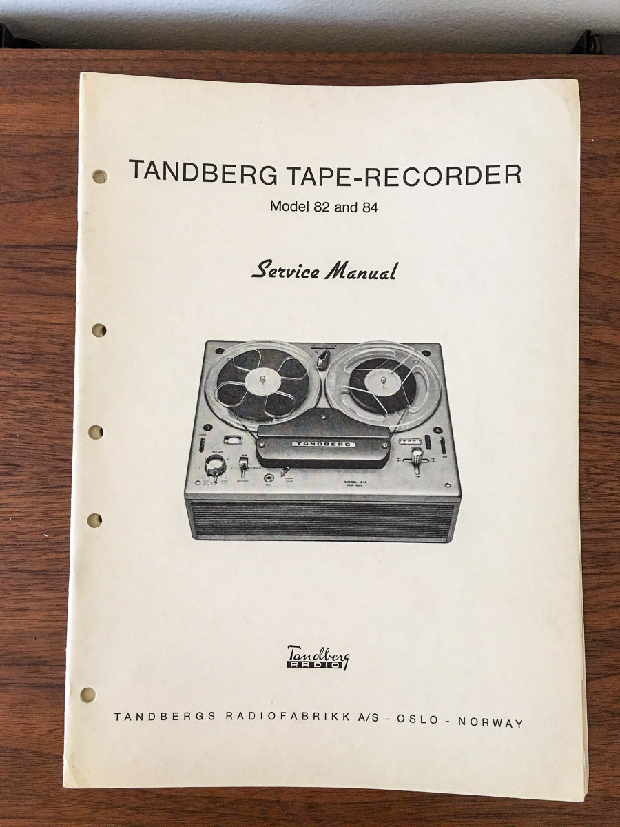 Tandberg Model 82 84 Tape Recorder Service Manual *Original* #1