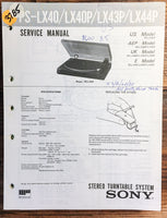 Sony PS-LX40 -LX40P -LX43P -LX44P Turntable  Service Manual *Original*