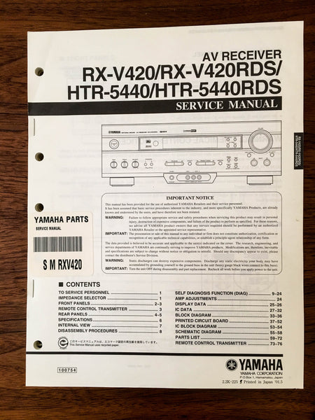 Yamaha RX-V420 HTR-5440 RDS Receiver Service Manual *Original*