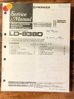 Pioneer LD-838D Laserdisc Player Service Manual *Original*