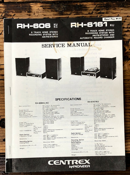 Pioneer RH-606 RH-6161 Stereo  Service Manual *Original* #1