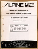 Alpine Mazda EQ 81-7250 PB Equalizer Service Manual *Original*