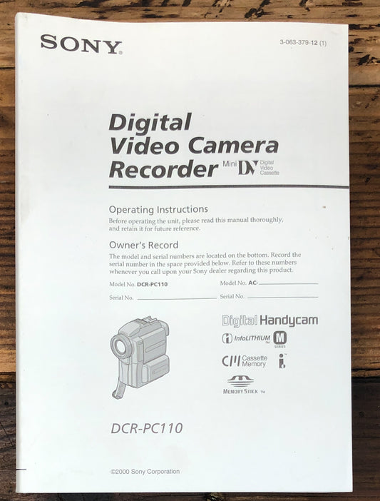 Sony DCR-PC110 Video Camera  Owners / User Manual *Original*