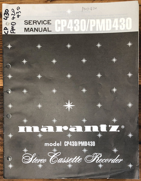 Marantz Model CP430 PMD 430 Cassette  Service Manual *Original*