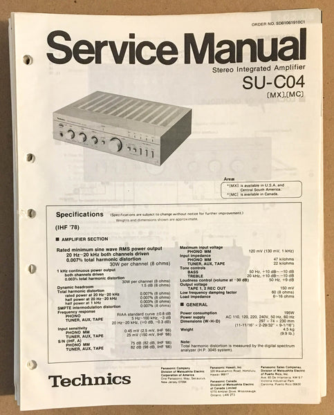 Technics / Panasonic SU-C04 Preamp / Preamplifier  Service Manual *Original*