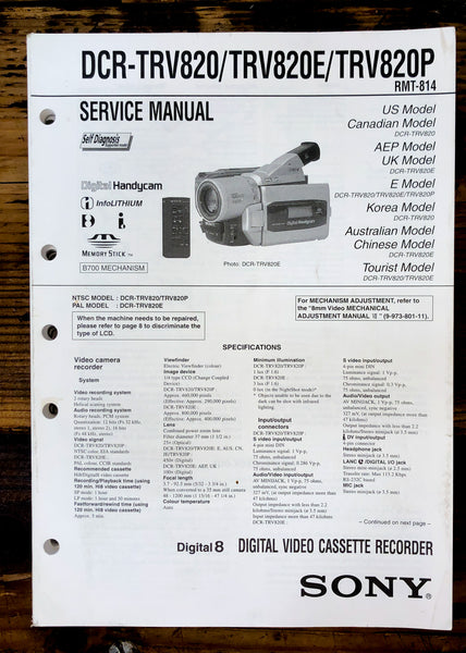 Sony DCR-TRV820 -TRV820E -TRV820P   Service Manual *Original*