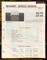 Sharp SG-45 CP-45 Radio / Stereo System Service Manual *Original*