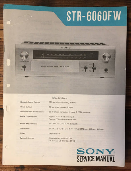 Sony STR-6060FW Receiver Service Manual *Original*