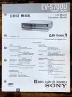 Sony EV-S700U Video 8 VCR  Service Manual *Original*