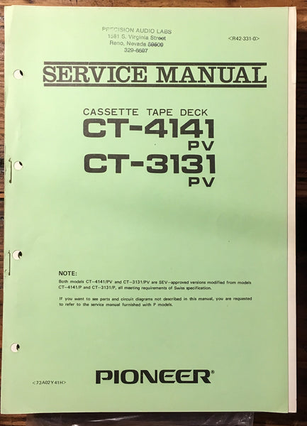 Pioneer CT-3131 CT-4141 Cassette  Service Manual *Original*