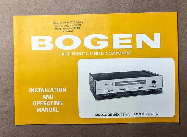 *Original* Bogen DB250 DB-250 Receiver Owners / User Manual