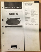 Sansui P-M7 Record Player / Turntable  Service Manual *Original*