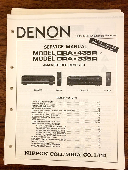 Denon DRA-435R DRA-335R Receiver Service Manual *Original* #1
