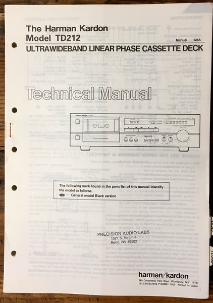 HK Harman Kardon TD-212 TD-212 Cassette Service Manual *Original*