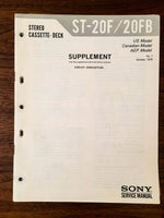 Sony ST-20F ST-20FB TUNER Service Manual Supplement *Original*