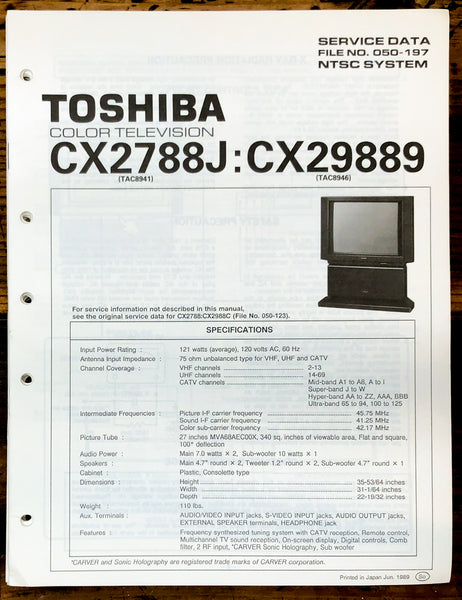 Toshiba CX2788J CX29889 TV / Television Service Manual *Original*