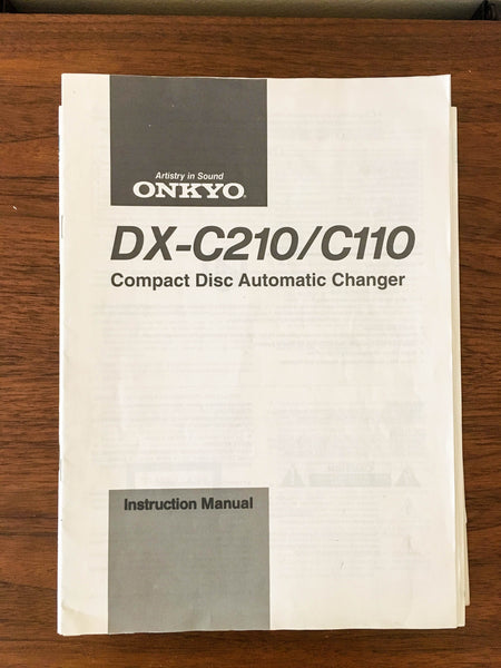 Onkyo DX-C210 DX-C110 CD Player Owners Manual *Original*