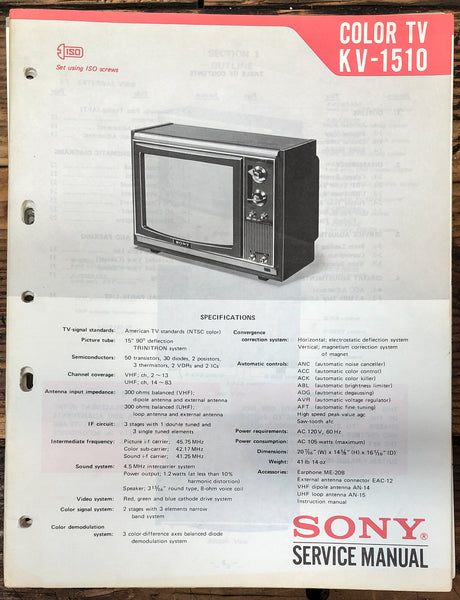 Sony KV-1510 TV  Service Manual *Original*