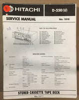 Hitachi D-550 Cassette  Service Manual *Original*