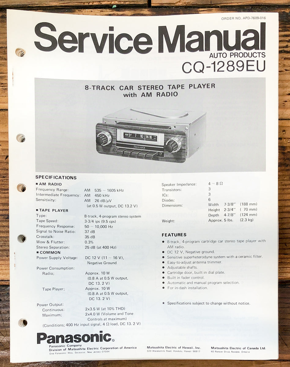 Car Audio Service Form Car Stereo Service Manual *Original* – Vintage Audio Store - Vintage ...
