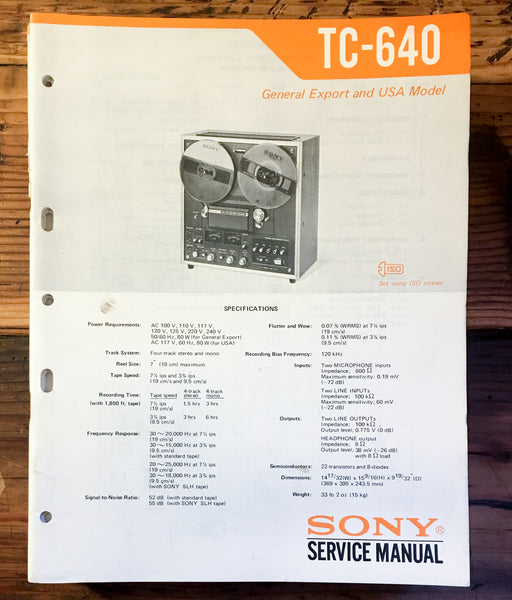 Sony TC-640 Reel to Reel Service Manual *Original* #1