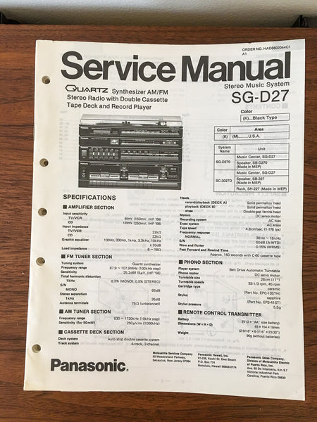 Panasonic SG-D27 Stereo Service Manual *Original*